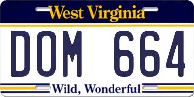WV license plate DOM664