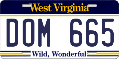 WV license plate DOM665
