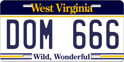 WV license plate DOM666