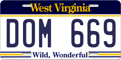 WV license plate DOM669