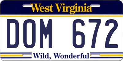 WV license plate DOM672