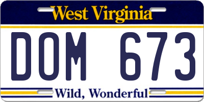 WV license plate DOM673