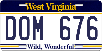 WV license plate DOM676