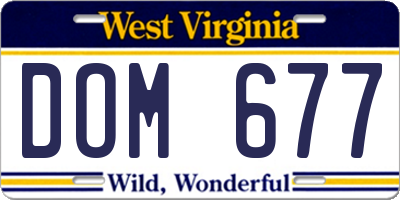 WV license plate DOM677