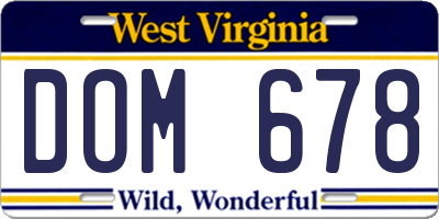 WV license plate DOM678