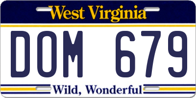 WV license plate DOM679