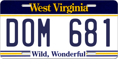 WV license plate DOM681