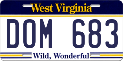 WV license plate DOM683