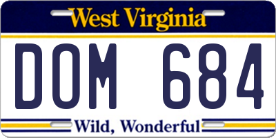 WV license plate DOM684