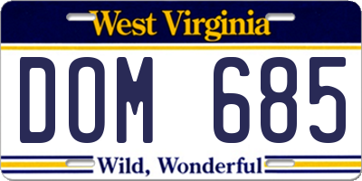WV license plate DOM685