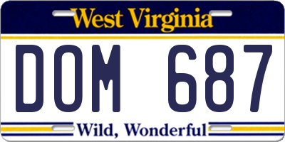 WV license plate DOM687