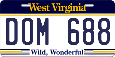 WV license plate DOM688