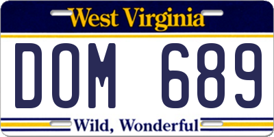 WV license plate DOM689
