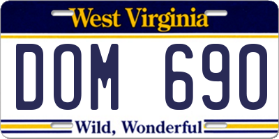 WV license plate DOM690