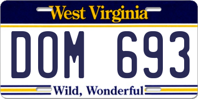 WV license plate DOM693