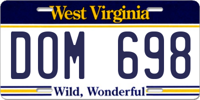WV license plate DOM698