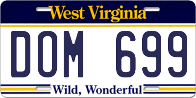 WV license plate DOM699
