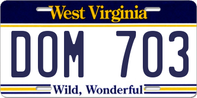 WV license plate DOM703