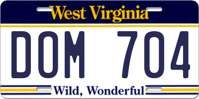 WV license plate DOM704