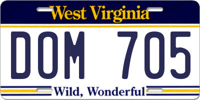 WV license plate DOM705