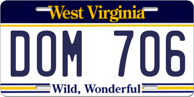 WV license plate DOM706