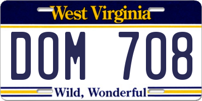 WV license plate DOM708
