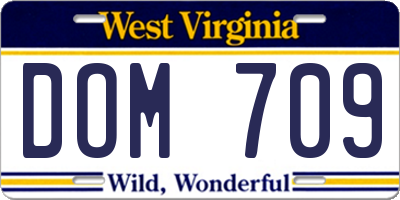 WV license plate DOM709