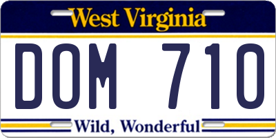 WV license plate DOM710
