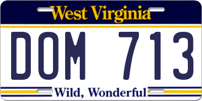 WV license plate DOM713