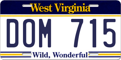 WV license plate DOM715