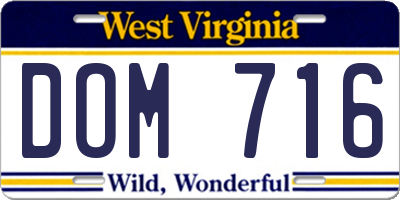 WV license plate DOM716