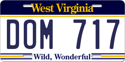WV license plate DOM717