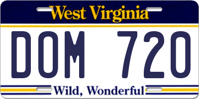 WV license plate DOM720