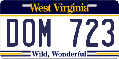 WV license plate DOM723
