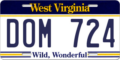WV license plate DOM724