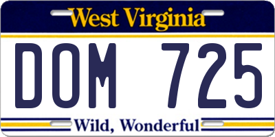 WV license plate DOM725