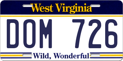 WV license plate DOM726