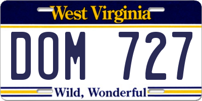 WV license plate DOM727