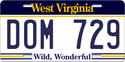 WV license plate DOM729