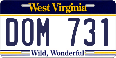 WV license plate DOM731