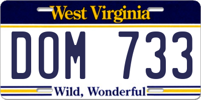 WV license plate DOM733