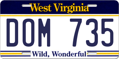WV license plate DOM735