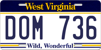 WV license plate DOM736