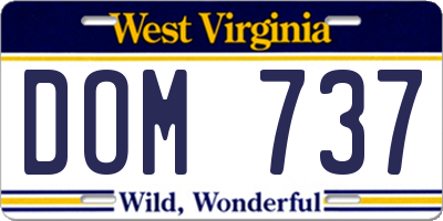WV license plate DOM737