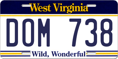 WV license plate DOM738