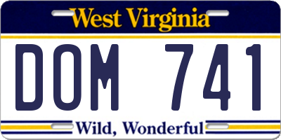 WV license plate DOM741