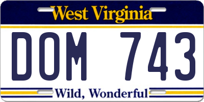 WV license plate DOM743