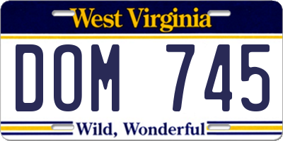 WV license plate DOM745
