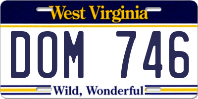 WV license plate DOM746