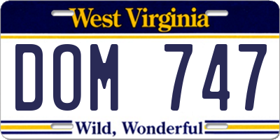 WV license plate DOM747